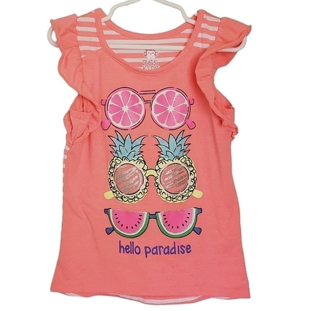 K1013 * 365 Kids from Garanimals Girls Hello Pardise Top Orange Size 6